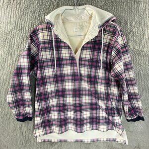 Duffel Sportswear Women's Flannel Pullover Sweater L/G Violet White